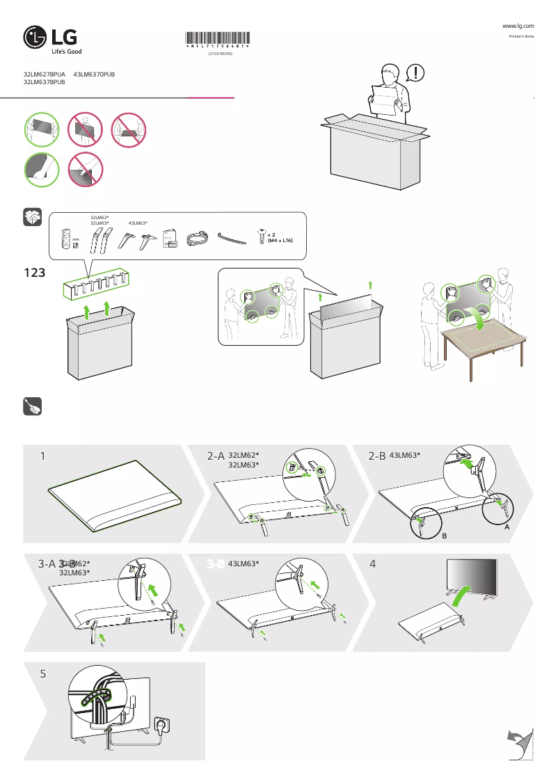 Page 1 de la notice Manuel utilisateur LG 32LM637BPUB