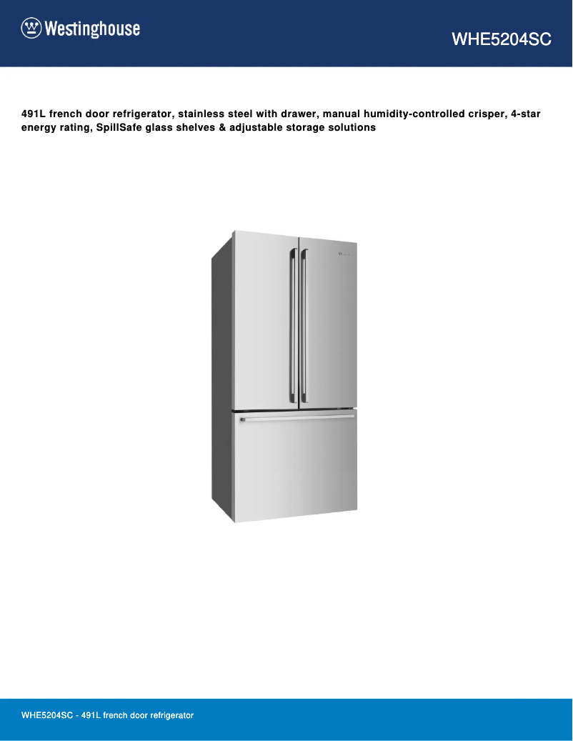 Image de la première page du manuel de l'appareil WHE5204SC