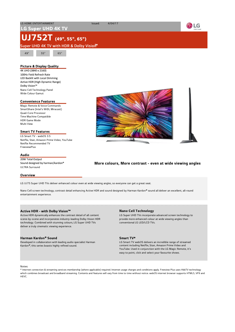 Page n°1 - Fiche technique LG 55UJ752T