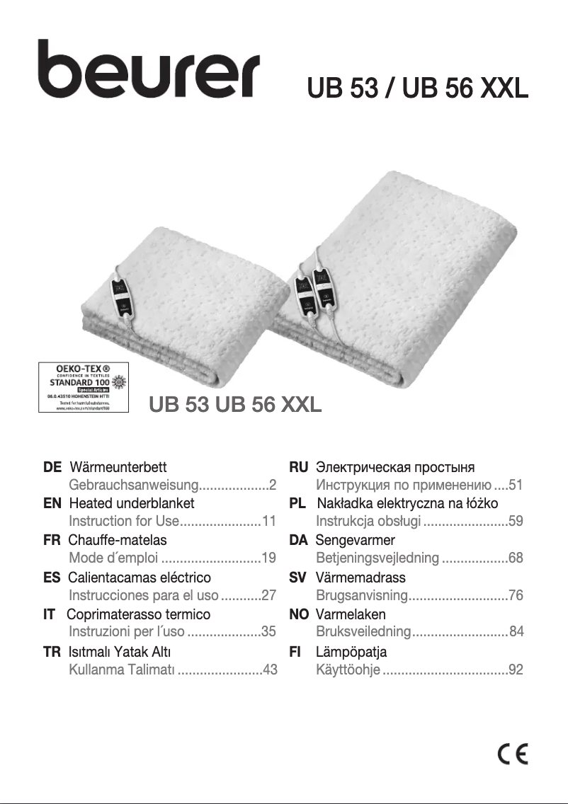 Page 1 de la notice Manuel utilisateur Beurer UB 56 XXL