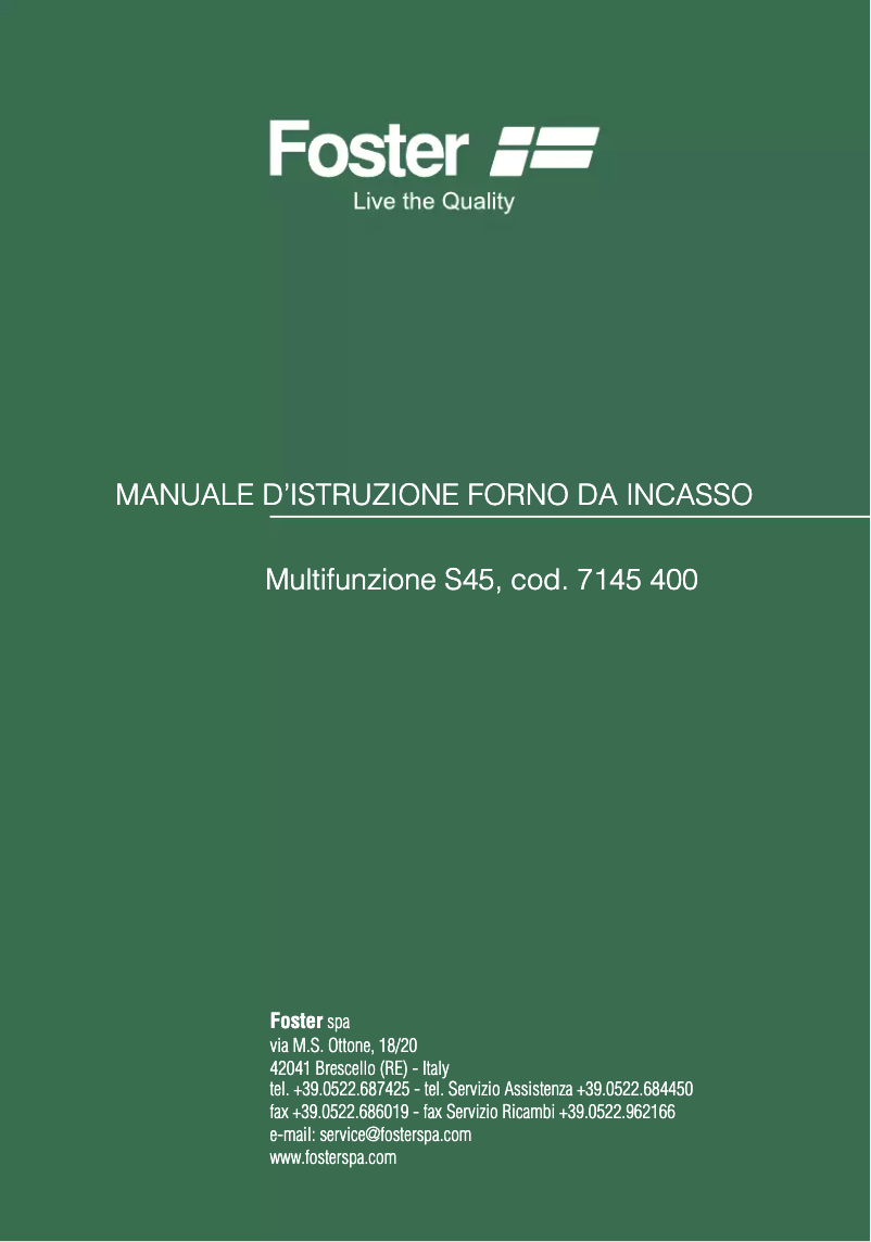 Page n°1 - Manuel utilisateur Foster 7145 600