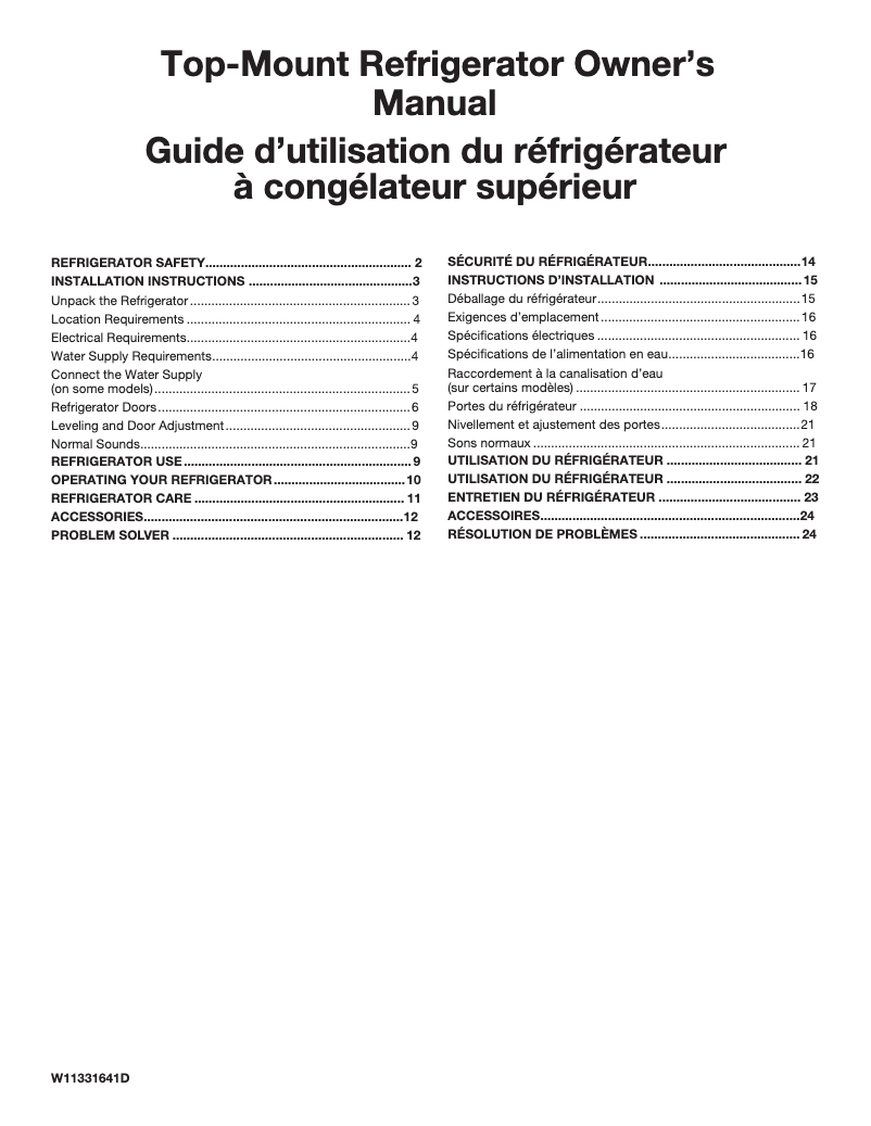 Image de la première page du manuel de l'appareil WRT112CZJW
