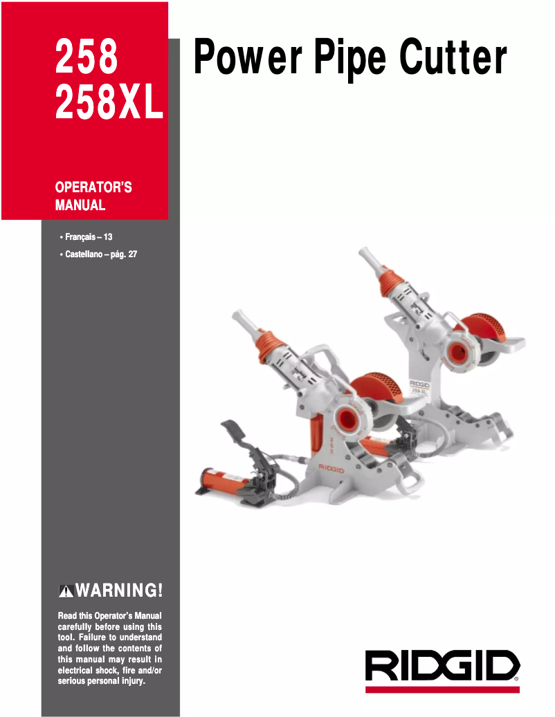 Página 1 del manual Manual de usuario Ridgid 258