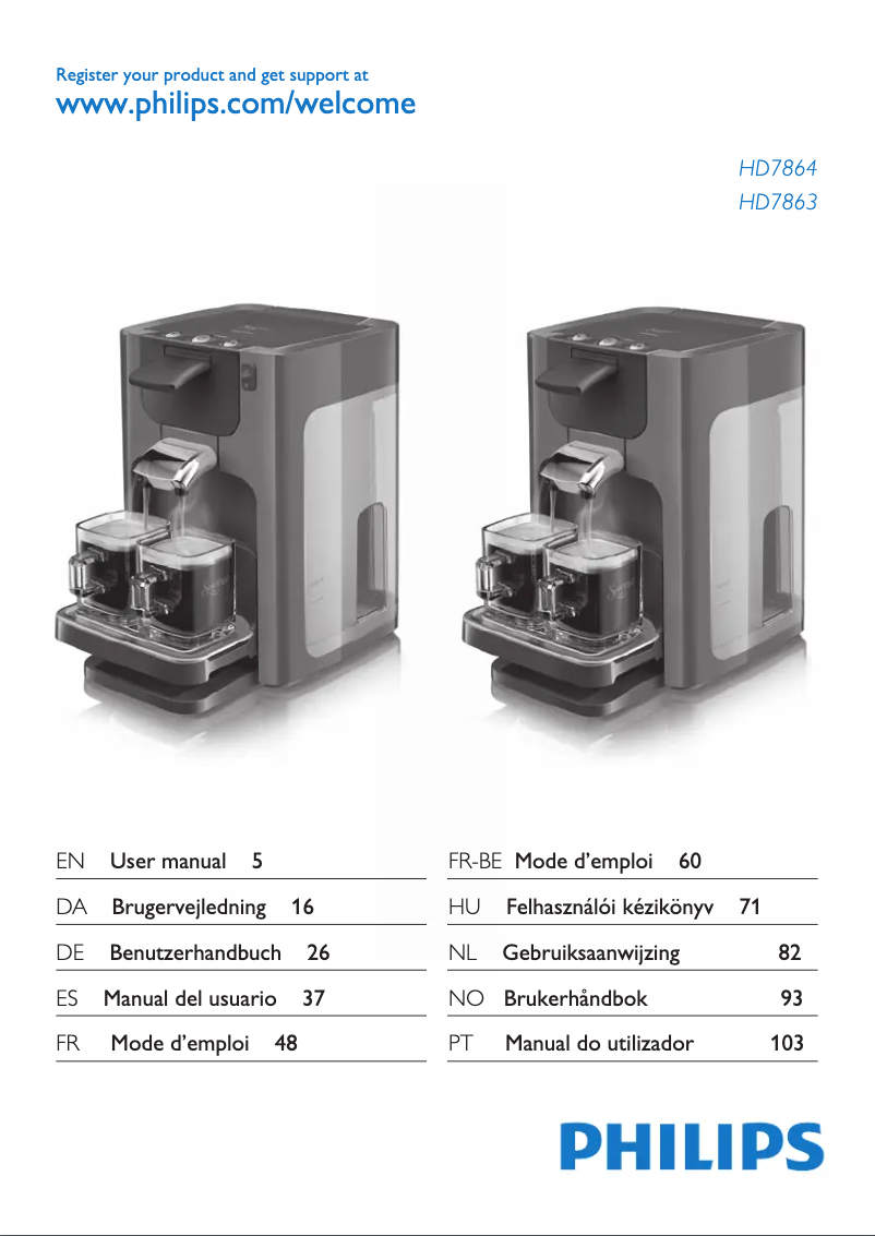 Página 1 del manual Manual de usuario Philips Senseo Quadrante HD7863
