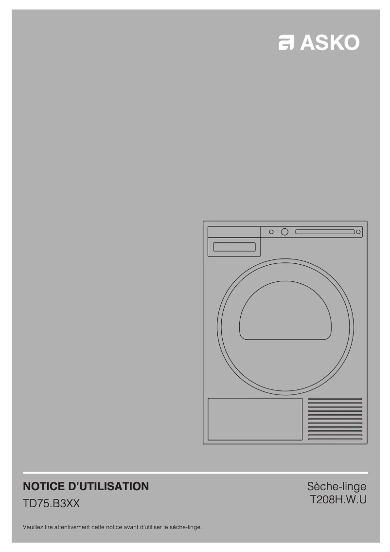 Page n°1 - Manuel utilisateur Asko T208H.W.U