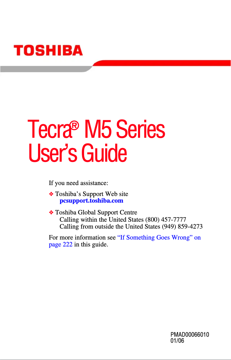 Page n°1 - Manuel utilisateur Toshiba Tecra M5