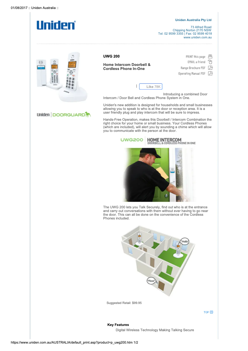 Image de la première page du manuel de l'appareil UWG 200