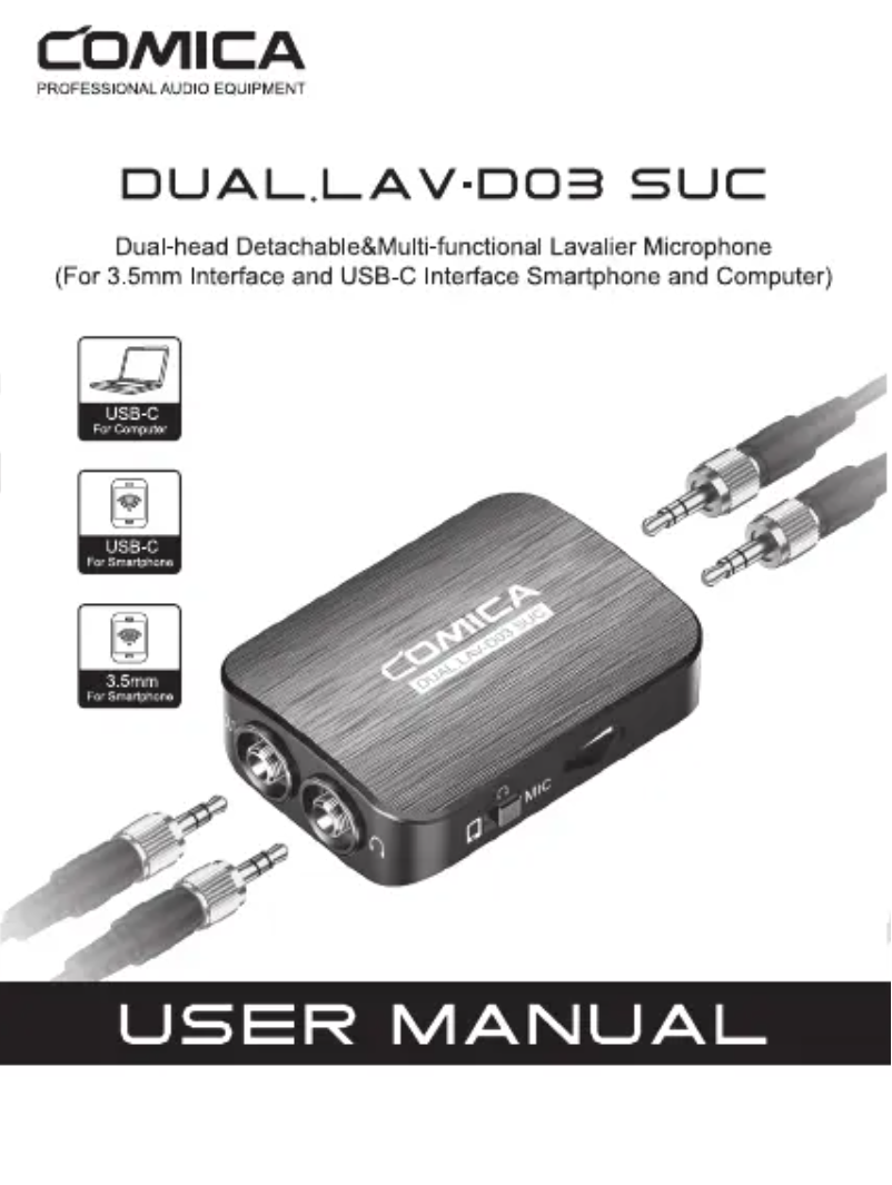 Page 1 de la notice Manuel utilisateur Comica DUAL.LAV D03 SUC