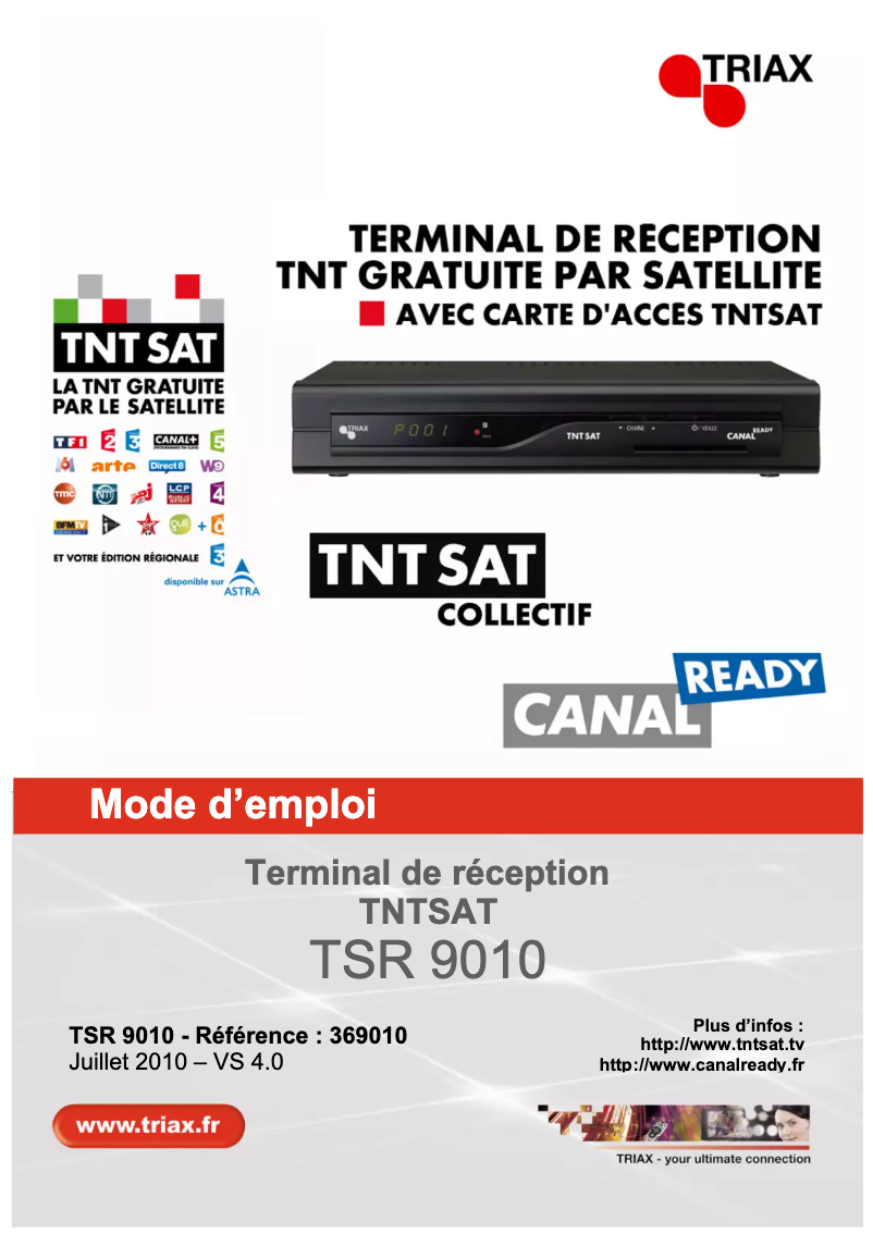 Page 1 de la notice Manuel utilisateur Triax TSR 9010