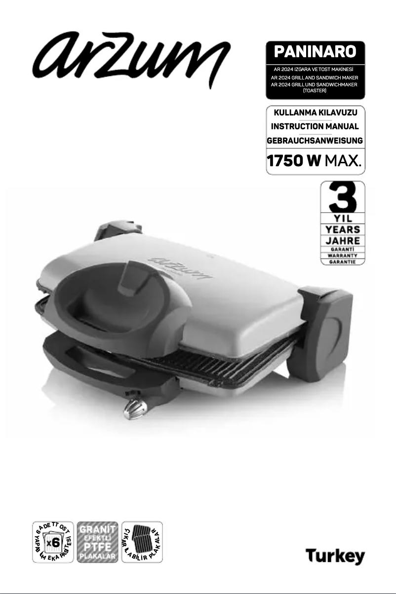 Page 1 de la notice Manuel utilisateur Arzum AR2024