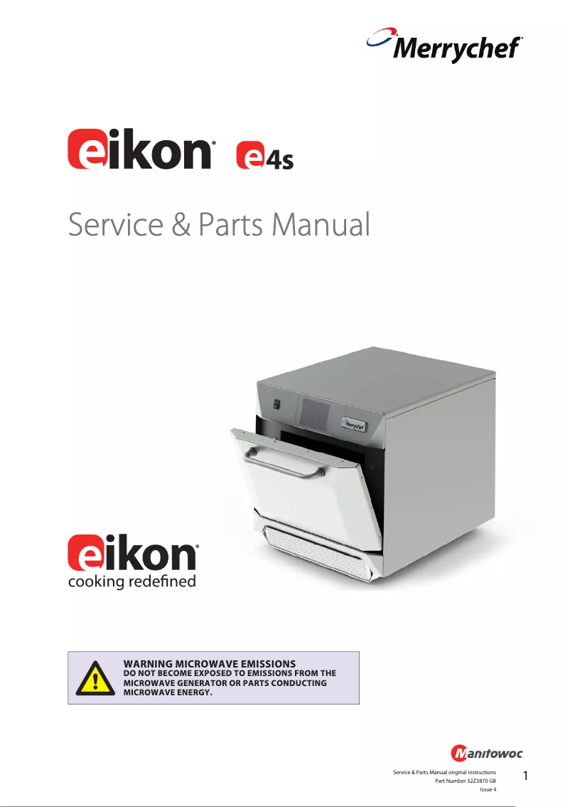 Page n°1 - Manuel utilisateur Merrychef Eikon E4S