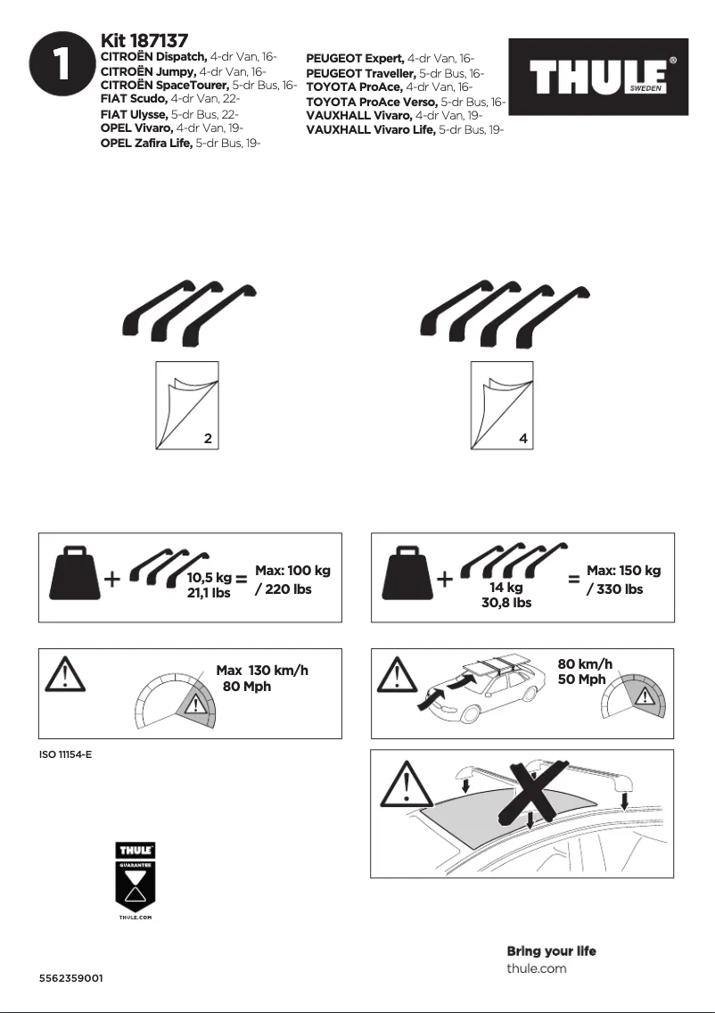 Page 1 de la notice Manuel utilisateur Thule Kit 187137