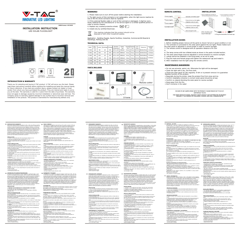 Page 1 de la notice Manuel utilisateur V-TAC VT-60W