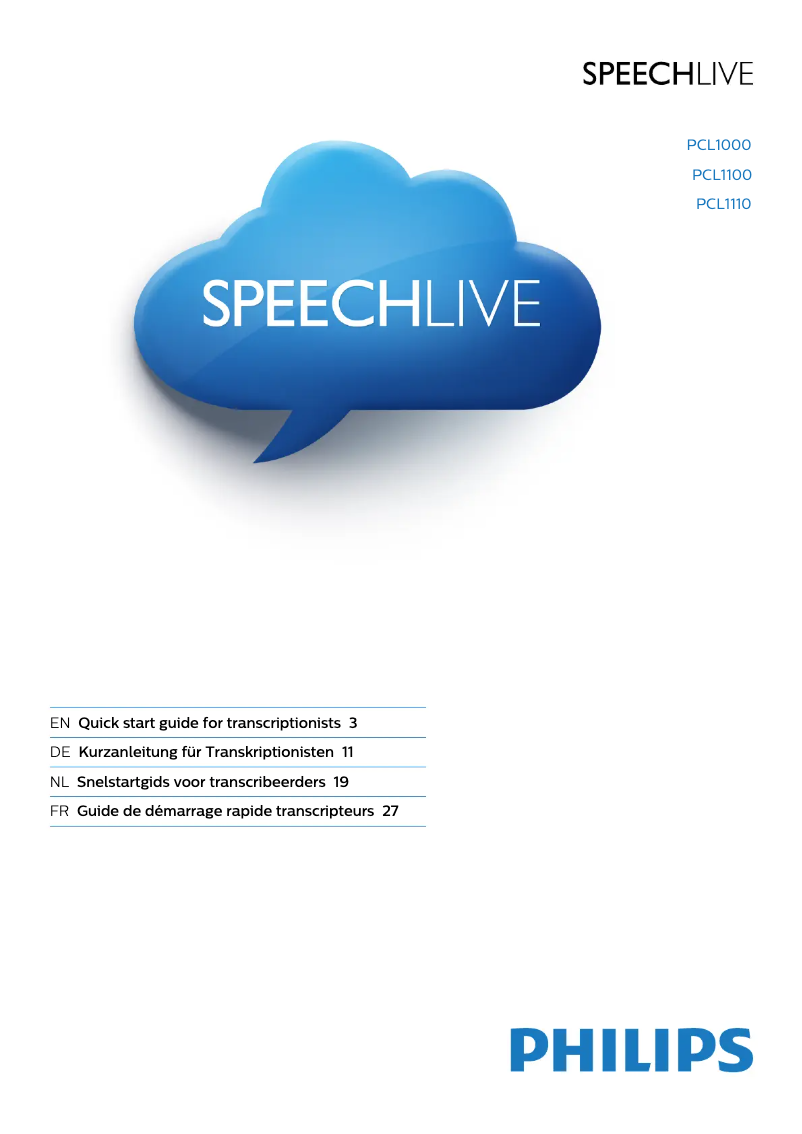 Page 1 de la notice Manuel utilisateur Philips Speechlive PCL1100