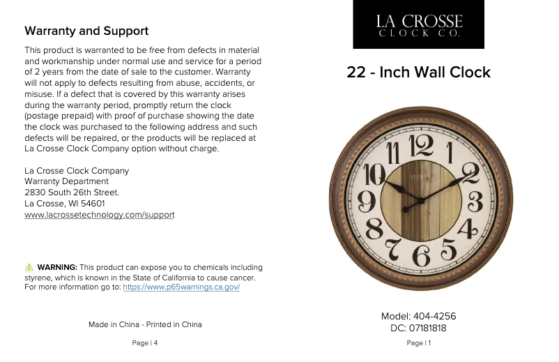 Page n°1 - Manuel utilisateur La Crosse Technology 404-4256