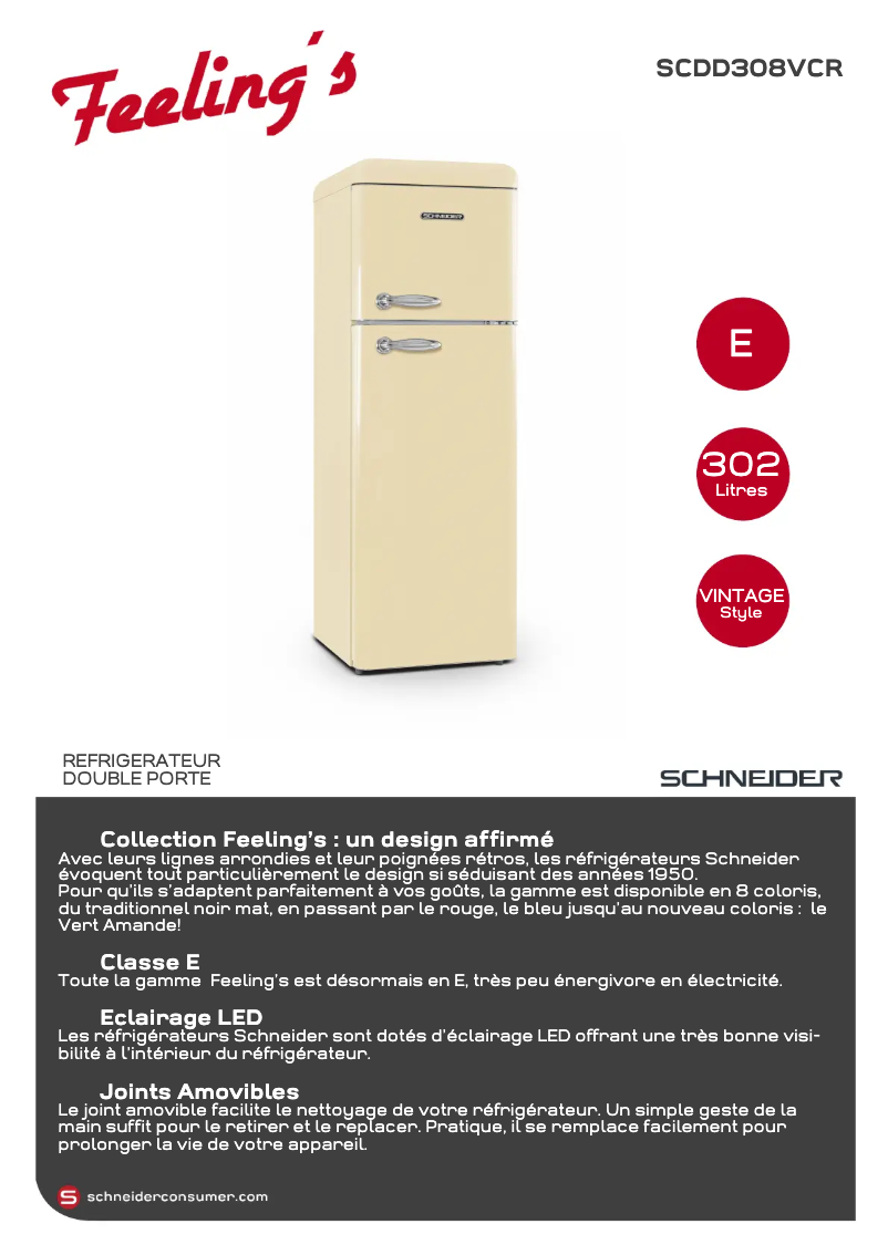 Page 1 de la notice Fiche technique Schneider SCDD308VCR