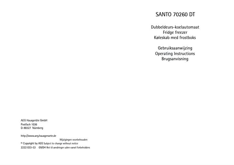 Image de la première page du manuel de l'appareil Santo 70268 DT