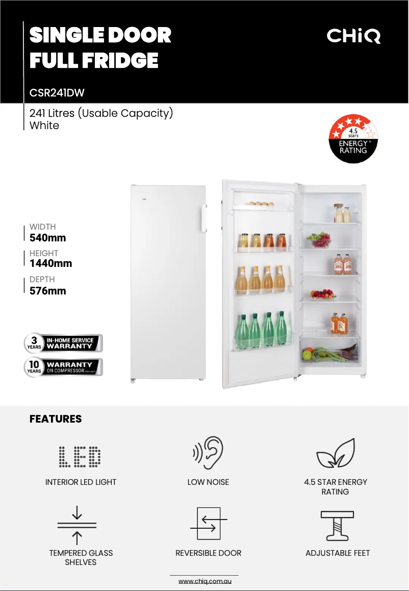 Page 1 de la notice Fiche technique CHiQ CSR241DW