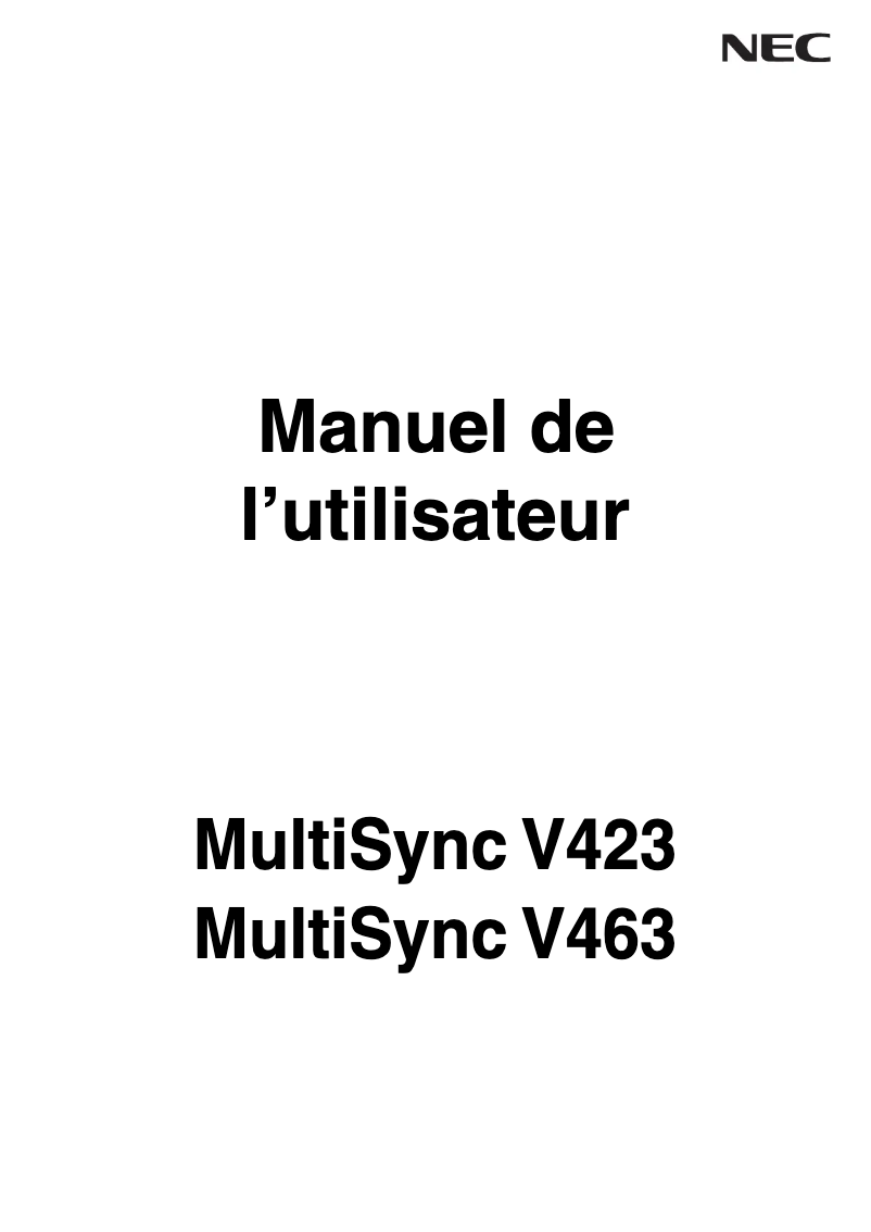 Página 1 del manual Manual de instrucciones NEC MultiSync V423