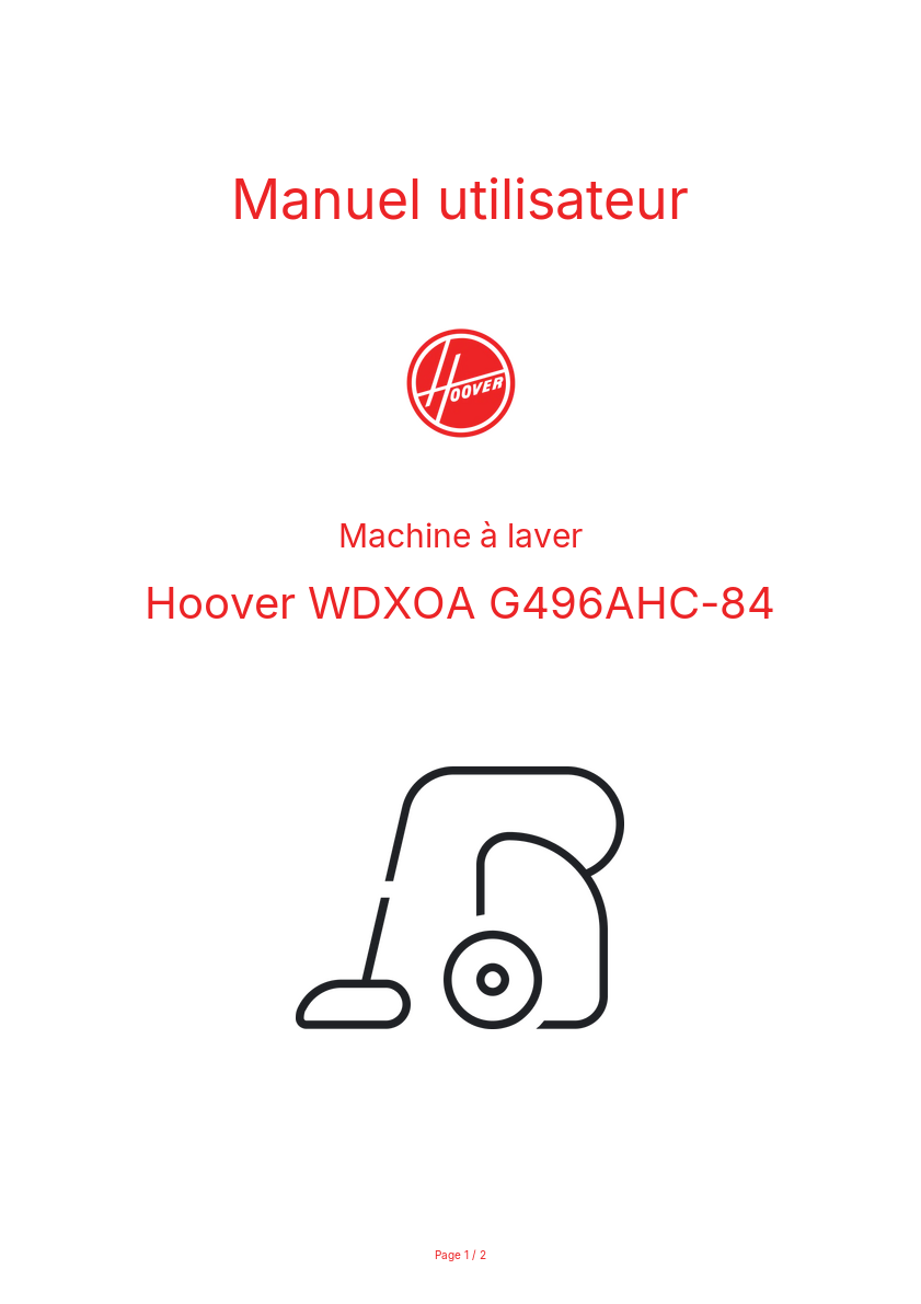Image de la première page du manuel de l'appareil WDXOA G496AHC-84