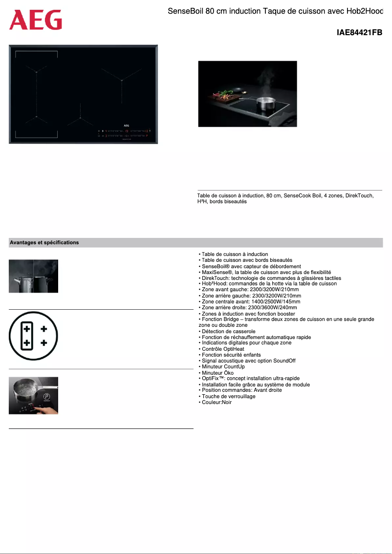 Página 1 del manual Ficha técnica AEG IAE84421FB