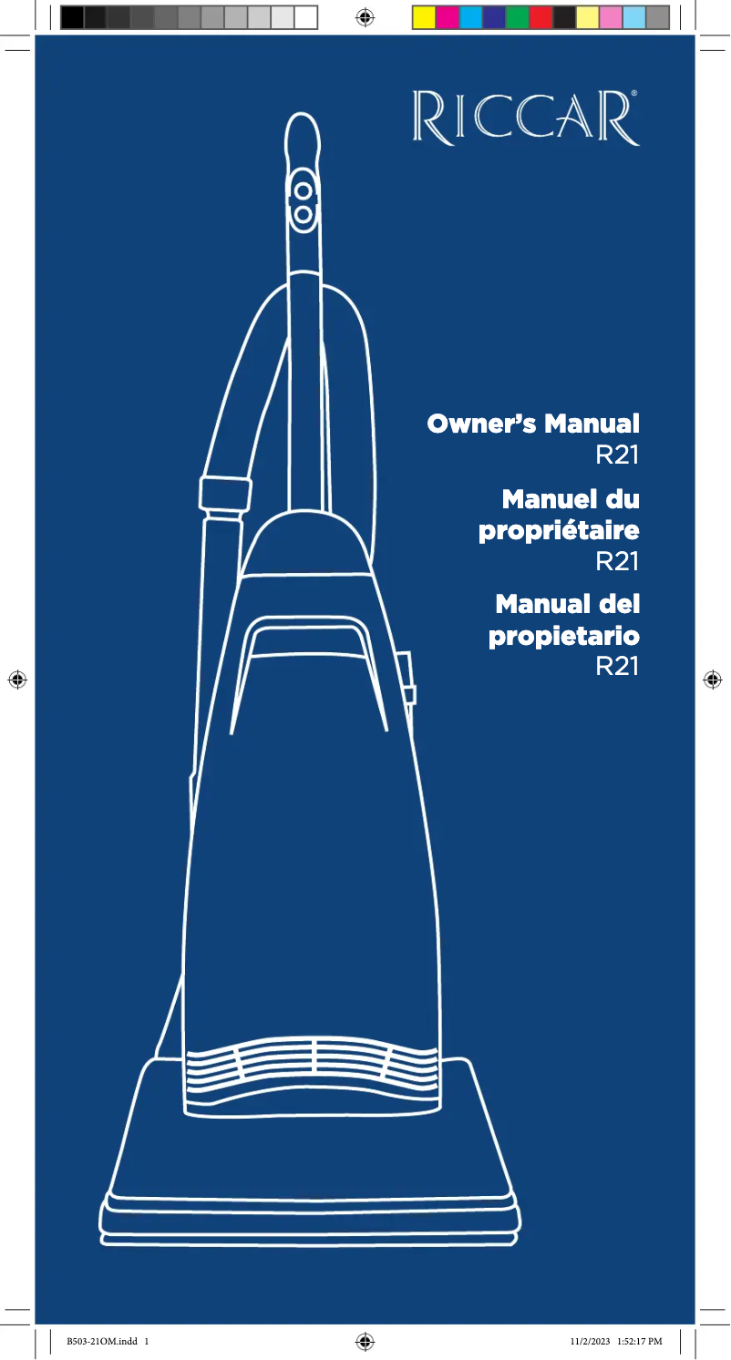 Page 1 de la notice Manuel utilisateur Riccar Spirit R21