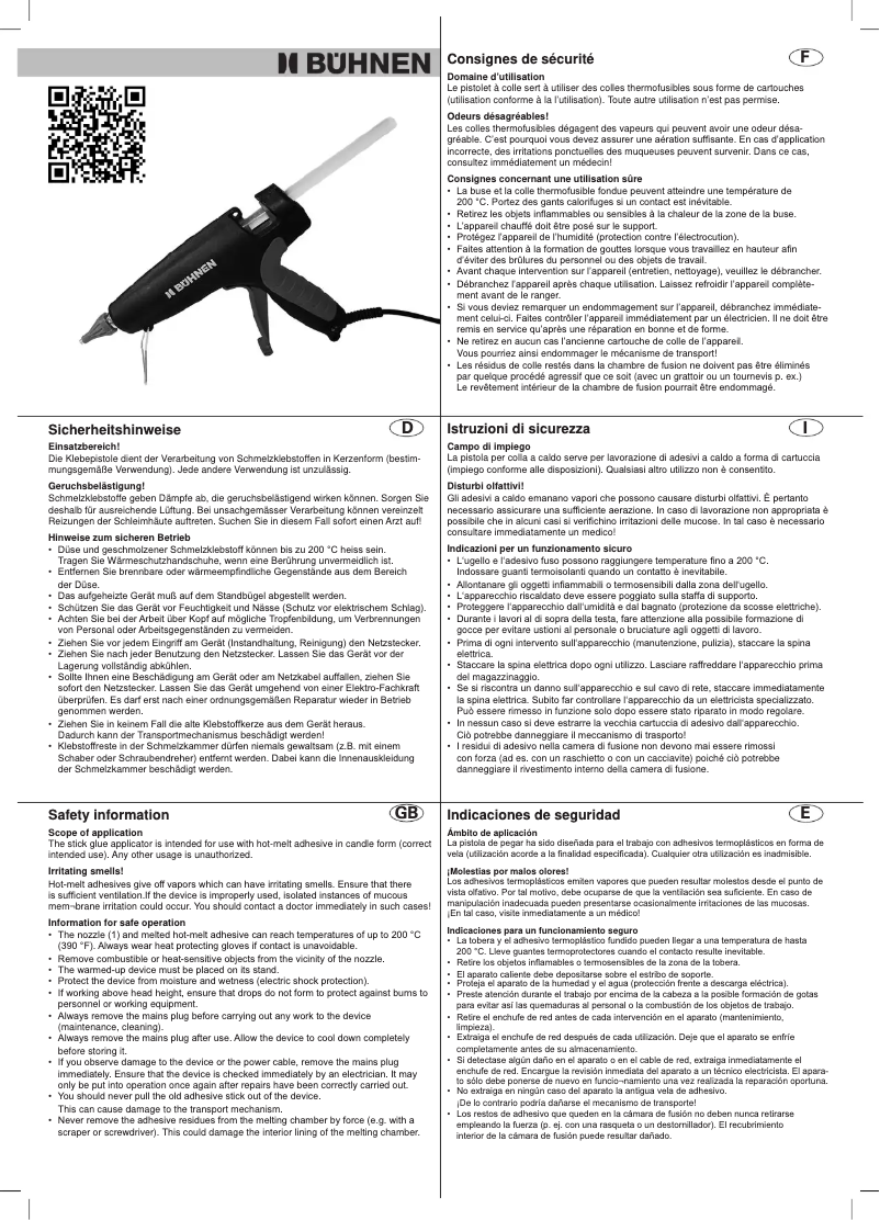 Page n°1 - Manuel utilisateur Bühnen HB191