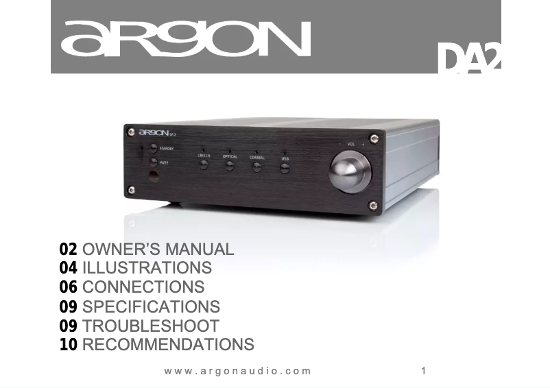 Page n°1 - Manuel utilisateur Argon DA2