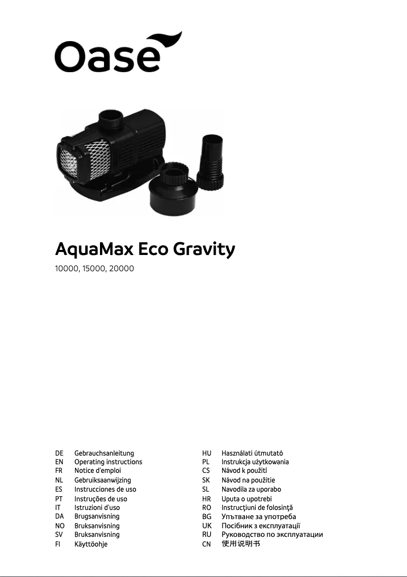 Page 1 de la notice Manuel utilisateur Oase AquaMax Eco Gravity 10000