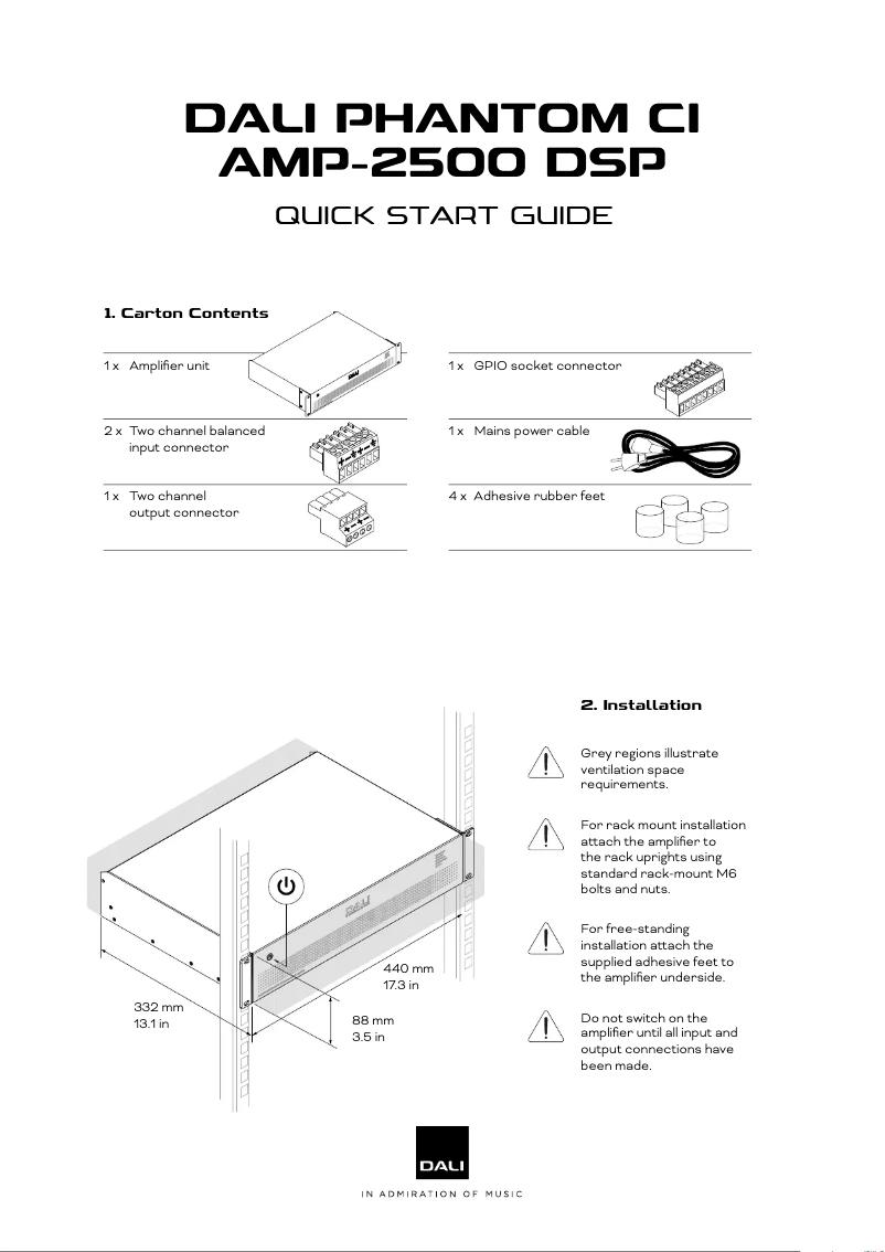 Imagen de la primera página del manual del dispositivo Phantom CI AMP-2500 DSP