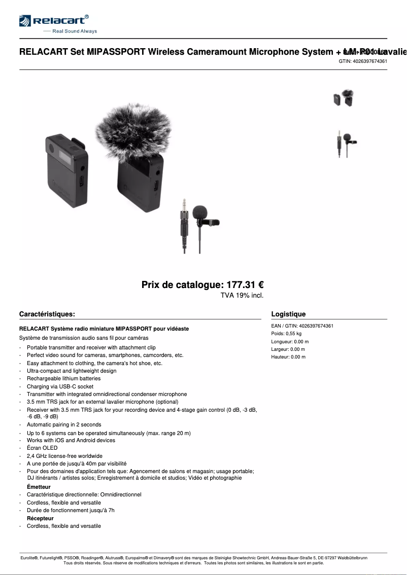 Page 1 de la notice Manuel utilisateur Relacart LM-P01