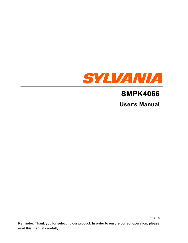 Image de la première page du manuel de l'appareil SMPK4066