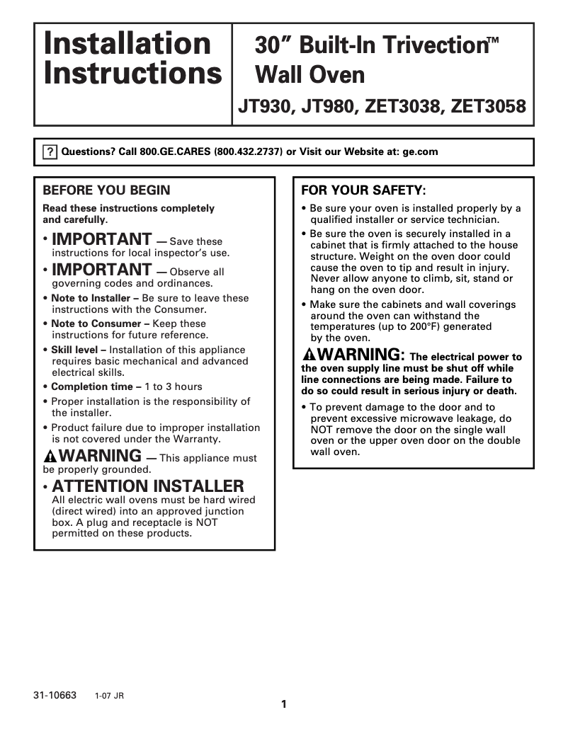 Imagen de la primera página del manual del dispositivo JT930CHCC