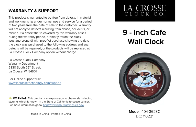 Page 1 de la notice Manuel utilisateur La Crosse Technology 404-3623C