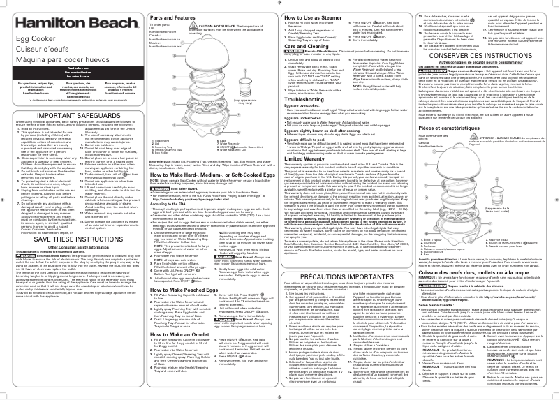 Page 1 de la notice Manuel utilisateur Hamilton Beach 25504