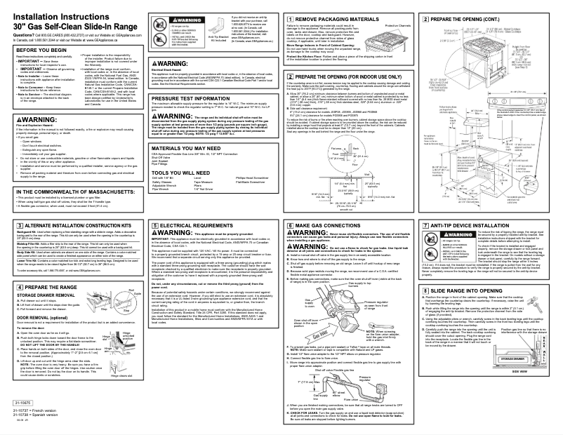 Page 1 de la notice Guide d'installation GE JGSP28DENBB