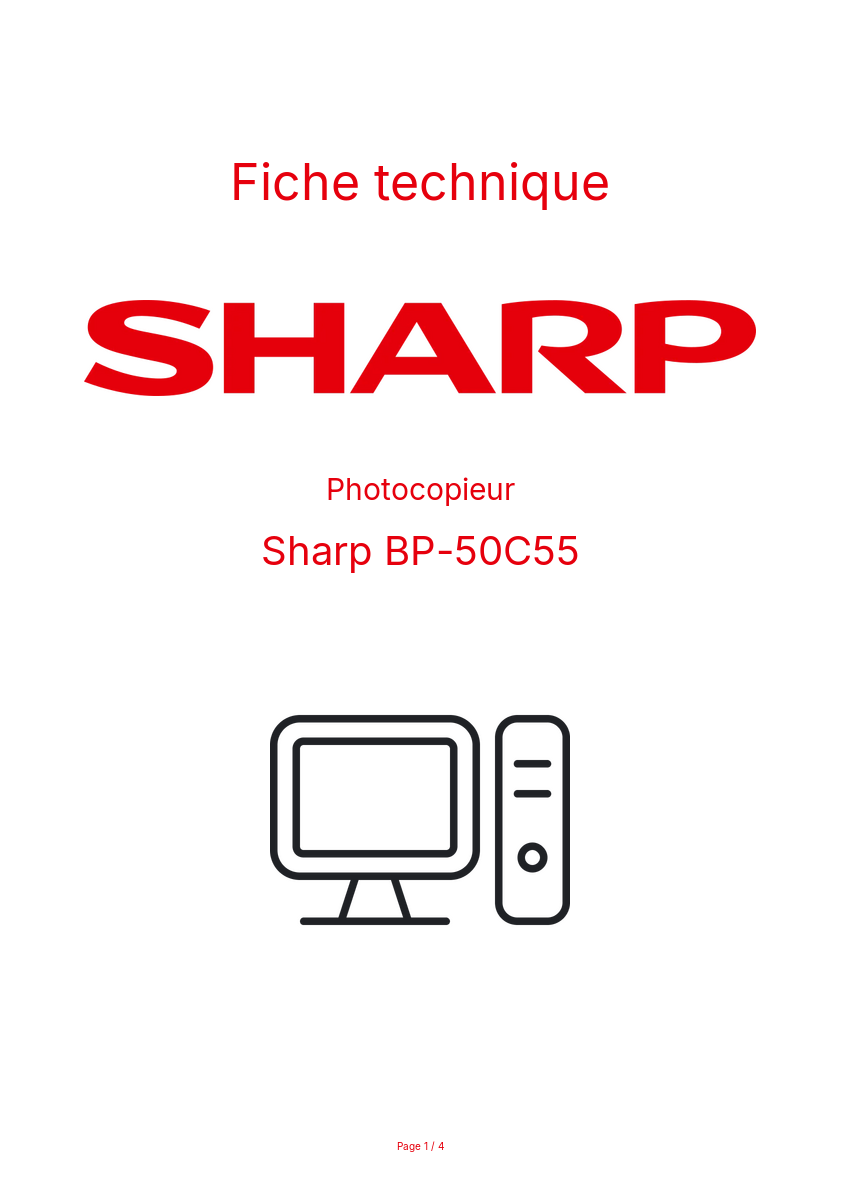 Page n°1 - Fiche technique Sharp BP-50C55