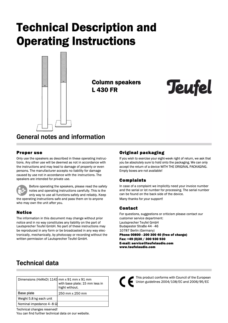 Imagen de la primera página del manual del dispositivo L 430 FR