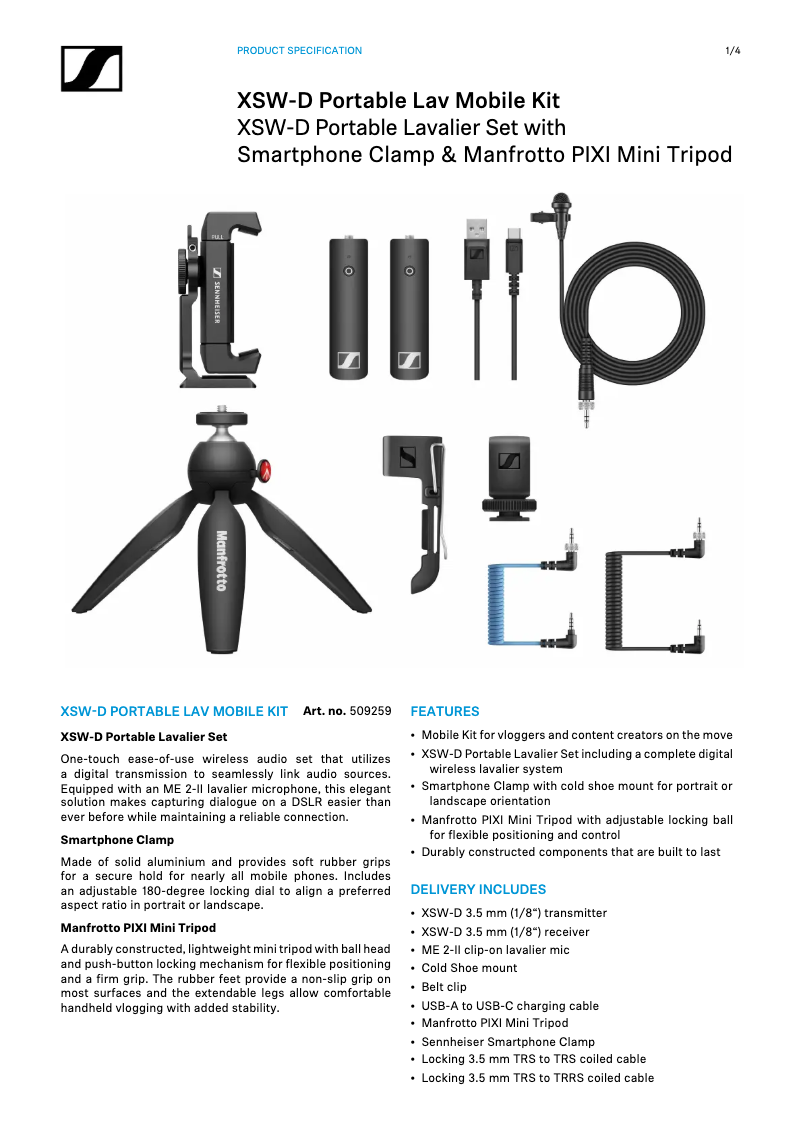 Page n°1 - Fiche technique Sennheiser MKE 400