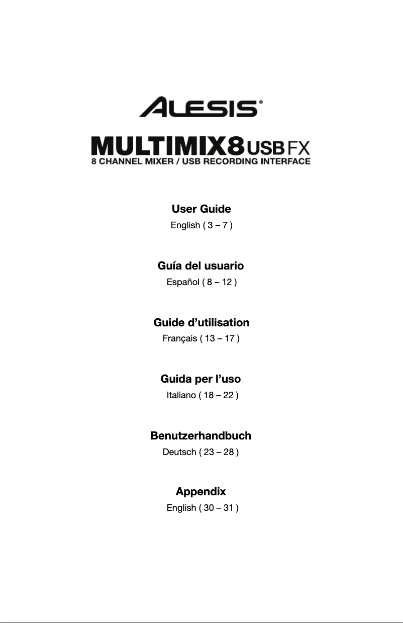 Image de la première page du manuel de l'appareil MultiMix 8 USB FX