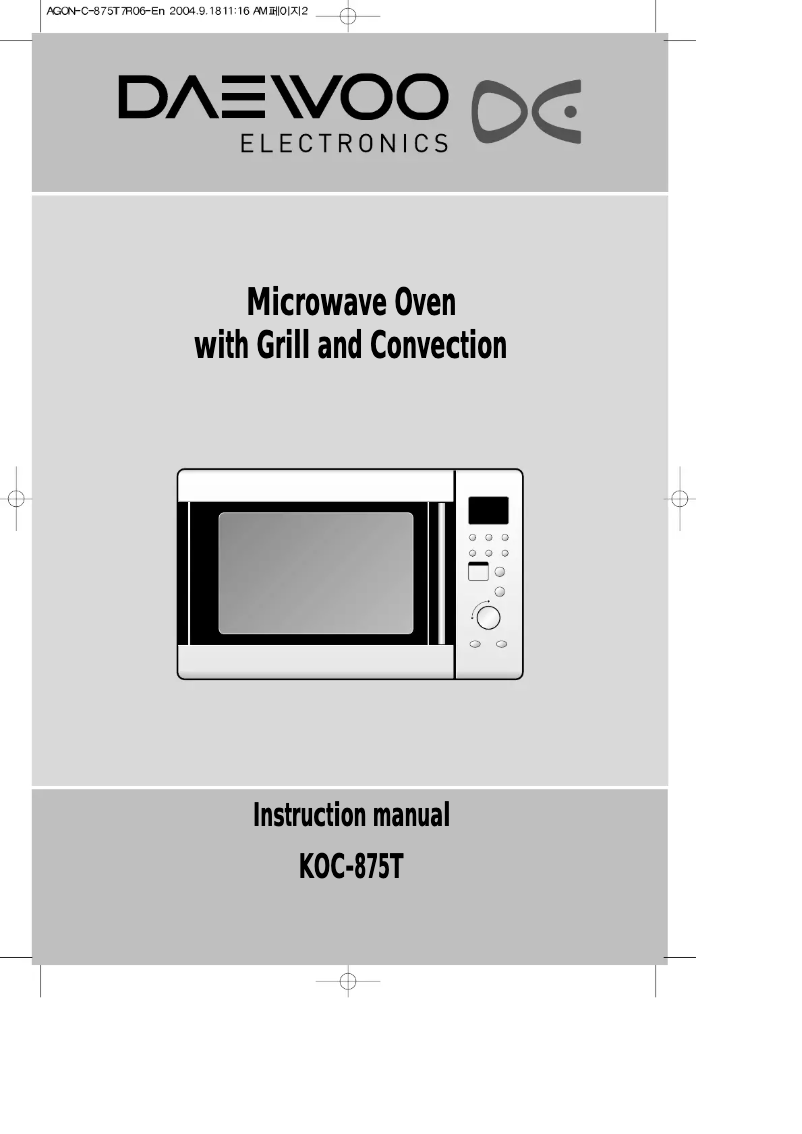 Page n°1 - Manuel utilisateur Daewoo KOC-875T