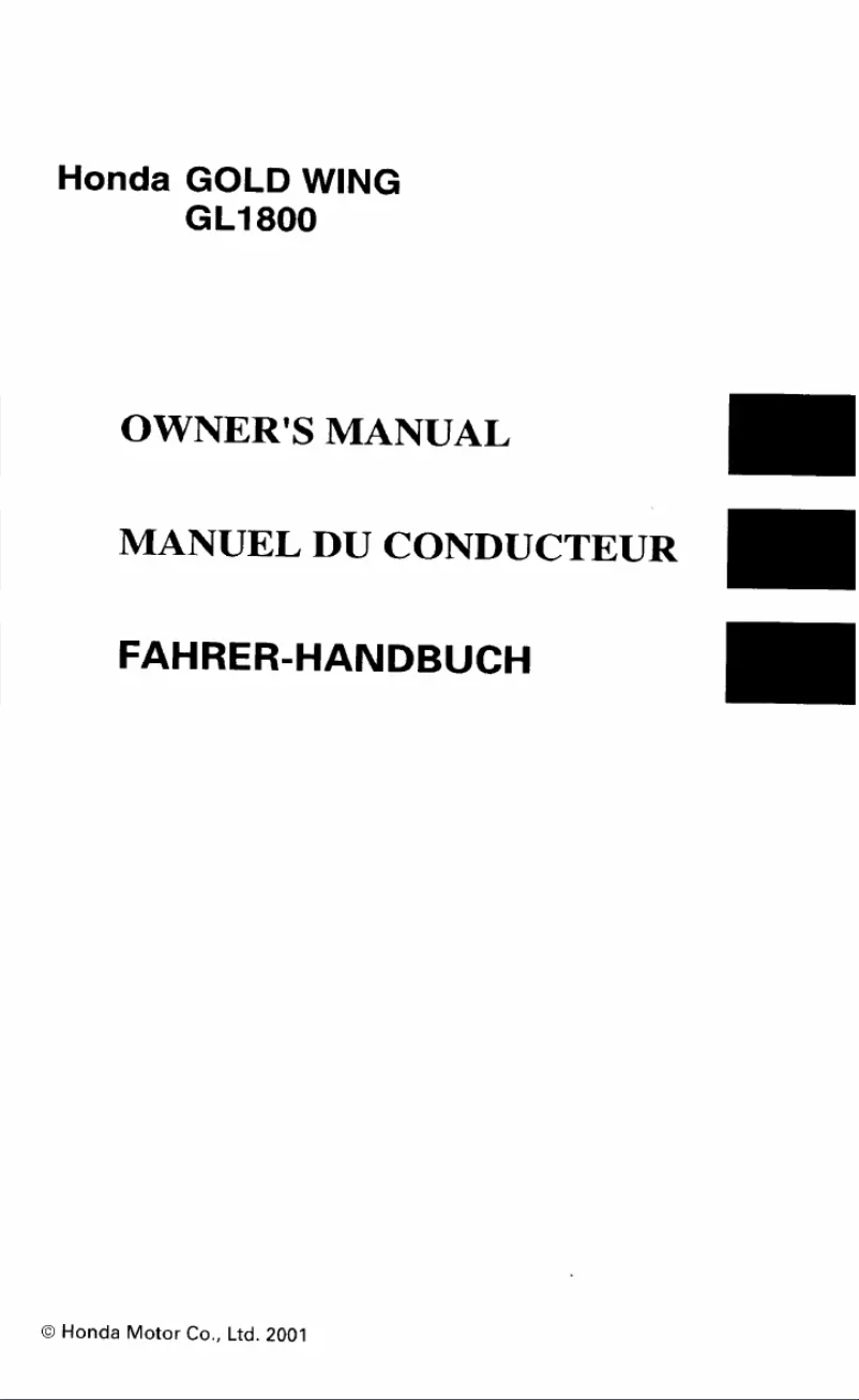 Image de la première page du manuel de l'appareil Goldwing GL1800 (2002)