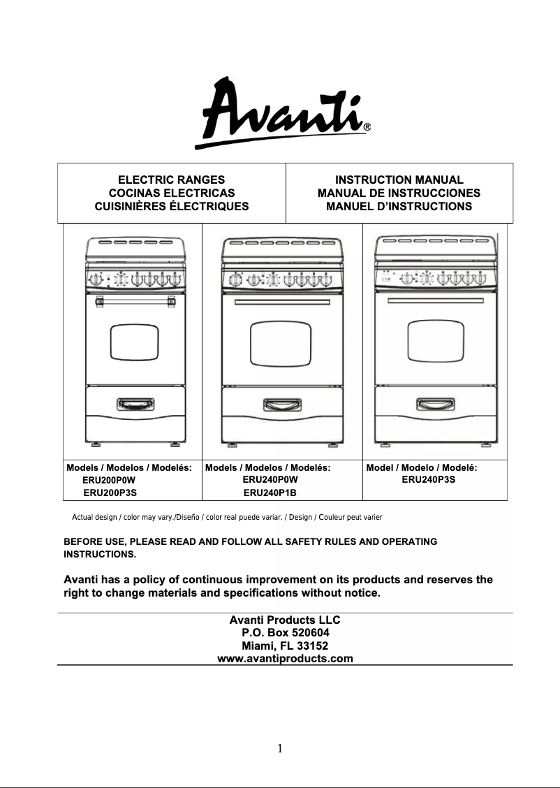 Imagen de la primera página del manual del dispositivo ERU200P3S