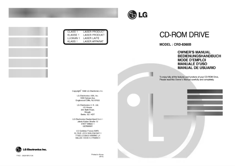 Page n°1 - Manuel utilisateur LG CRD-8360B