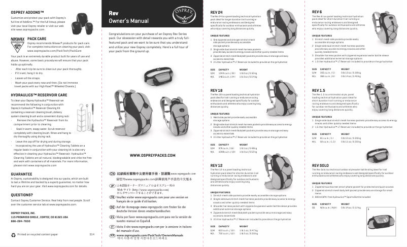 Page n°1 - Manuel utilisateur Osprey Rev 6