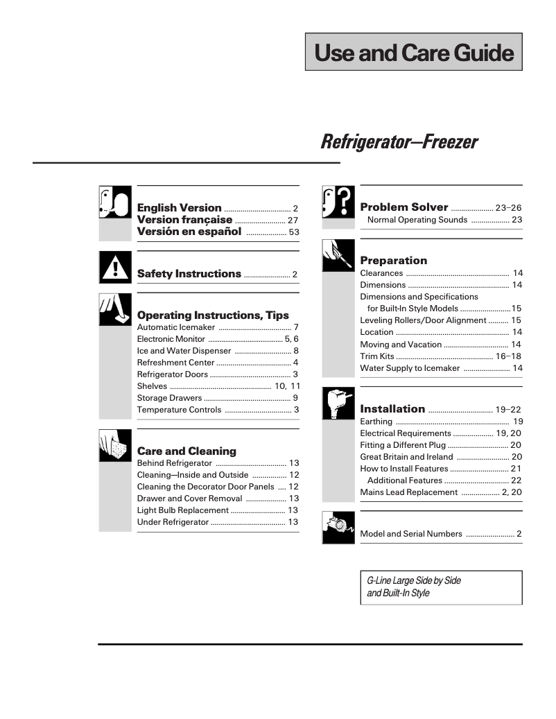 Page 1 de la notice Manuel utilisateur GE Profile TPG24BRDBS