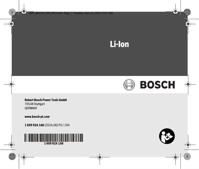 Page n°1 - Manuel utilisateur Bosch ProCORE18V 7.0Ah Accupack