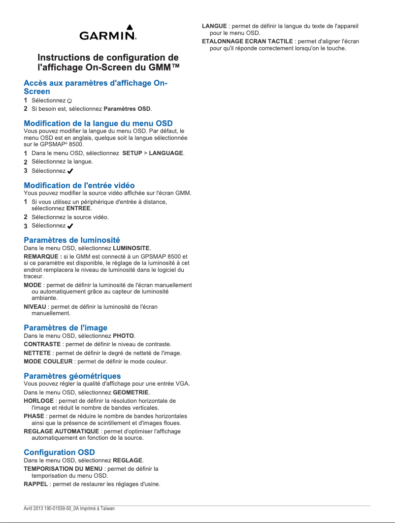 Page n°1 - Manuel utilisateur Garmin GMM 170