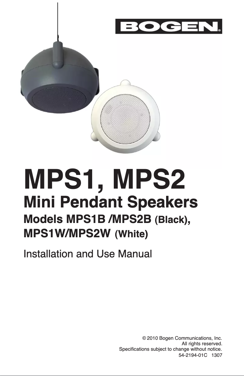 Page 1 de la notice Manuel utilisateur Bogen MPS2