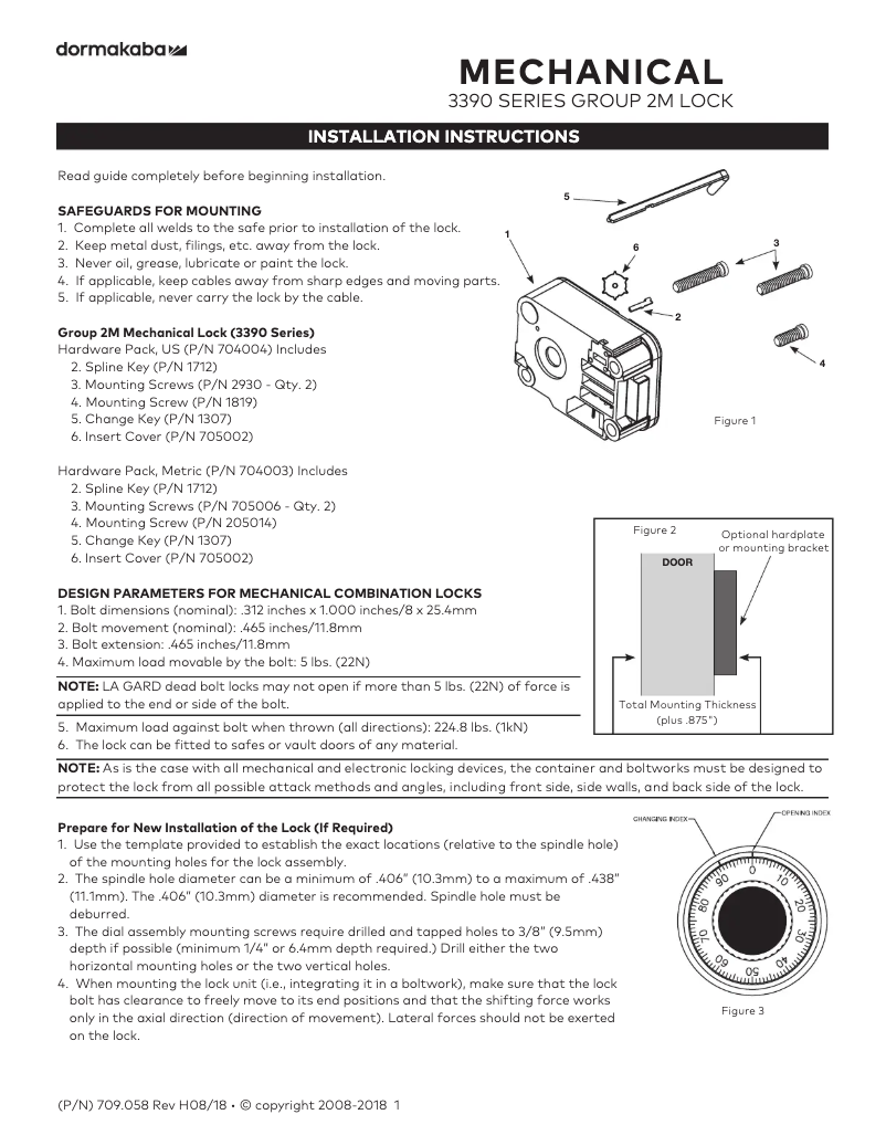 Page n°1 - Manuel utilisateur Dormakaba La Gard 3390